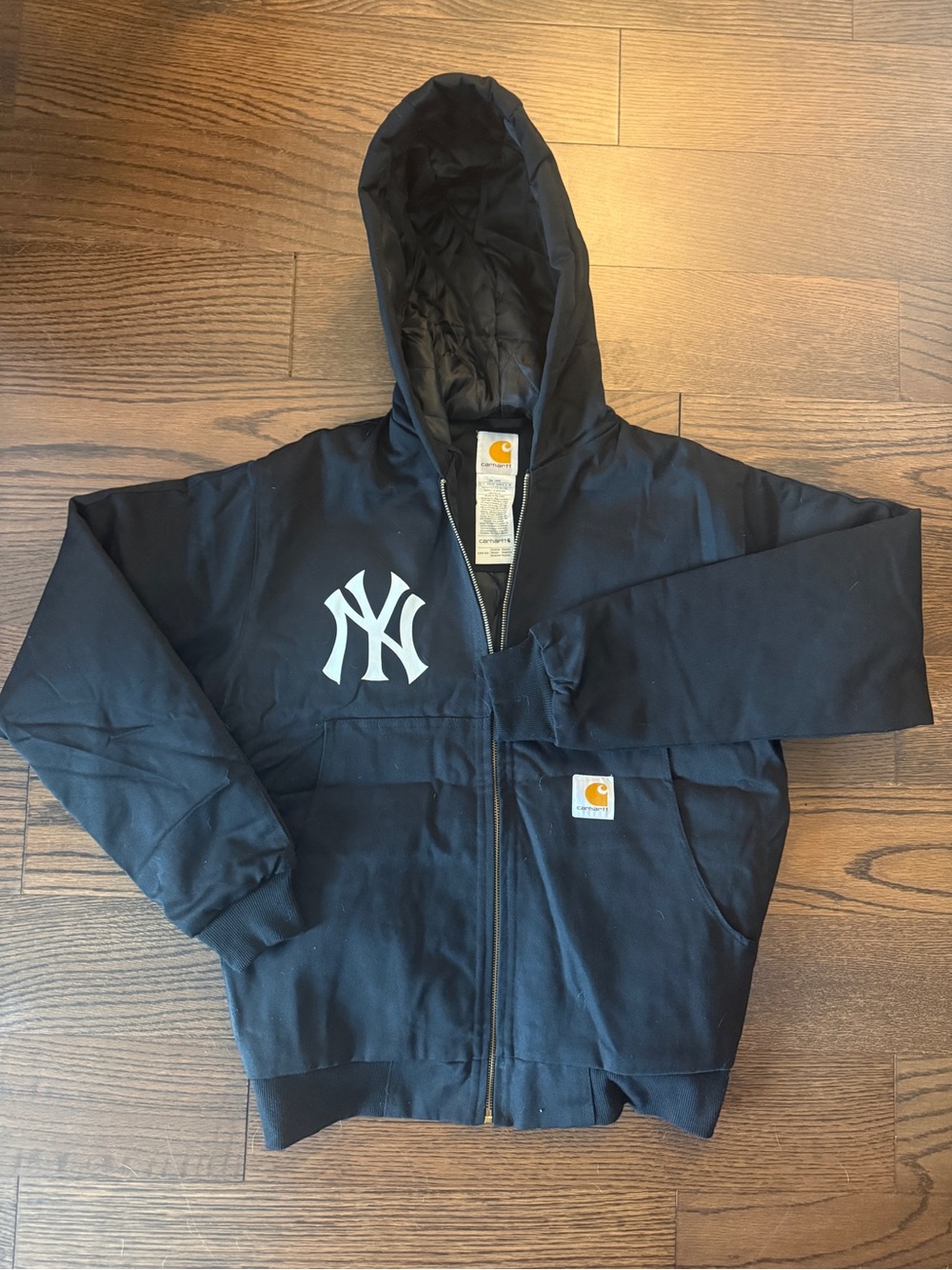 Reworked Carhartt Black Zip Hoodie with NY Logo